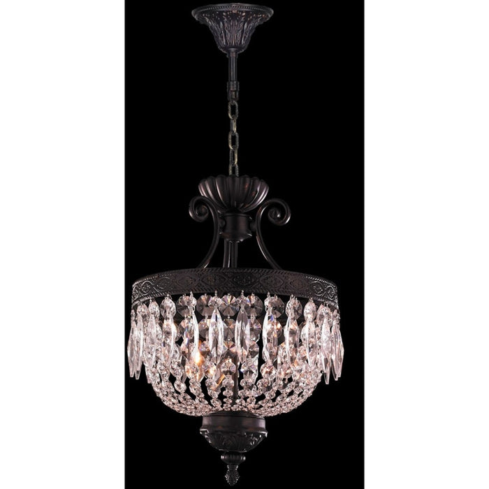 Enfield Dark Bronze Clear Crystal 3 Light Pendant - Pendants