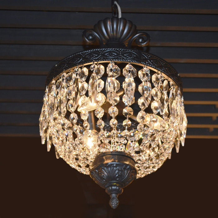 Enfield Dark Bronze Clear Crystal 3 Light Pendant - Pendants