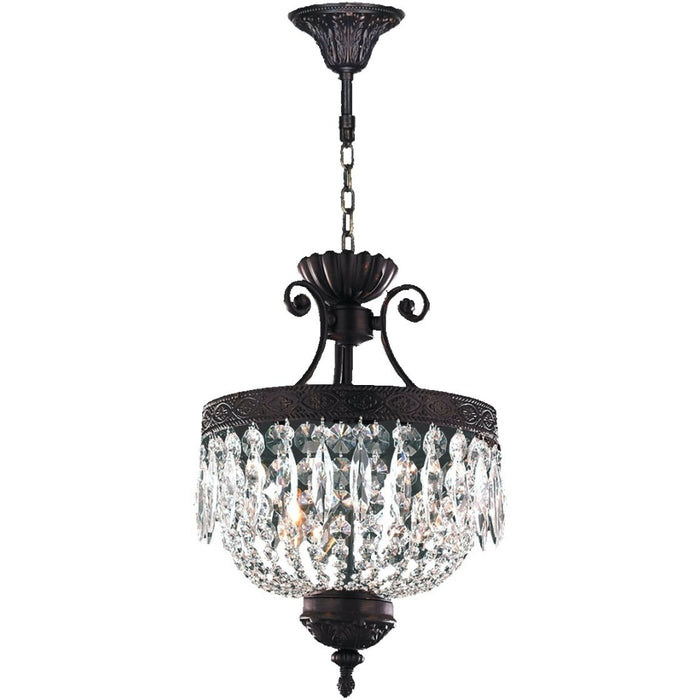 Enfield Dark Bronze Clear Crystal 3 Light Pendant - Pendants