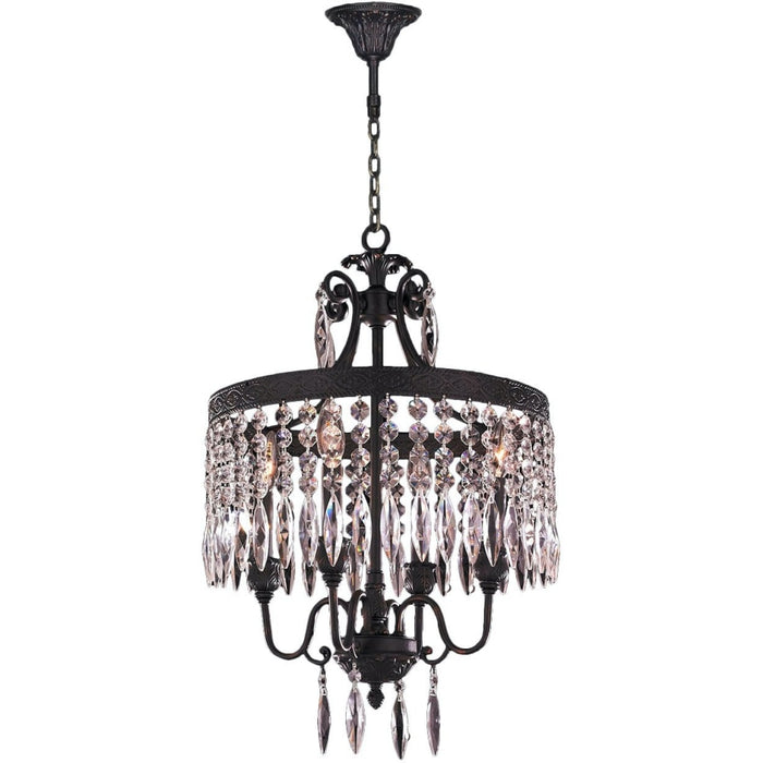 Enfield Dark Bronze Clear Crystal 4 Light Chandelier - Chandeliers
