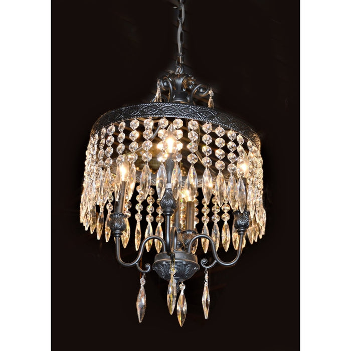 Enfield Dark Bronze Clear Crystal 4 Light Chandelier - Chandeliers