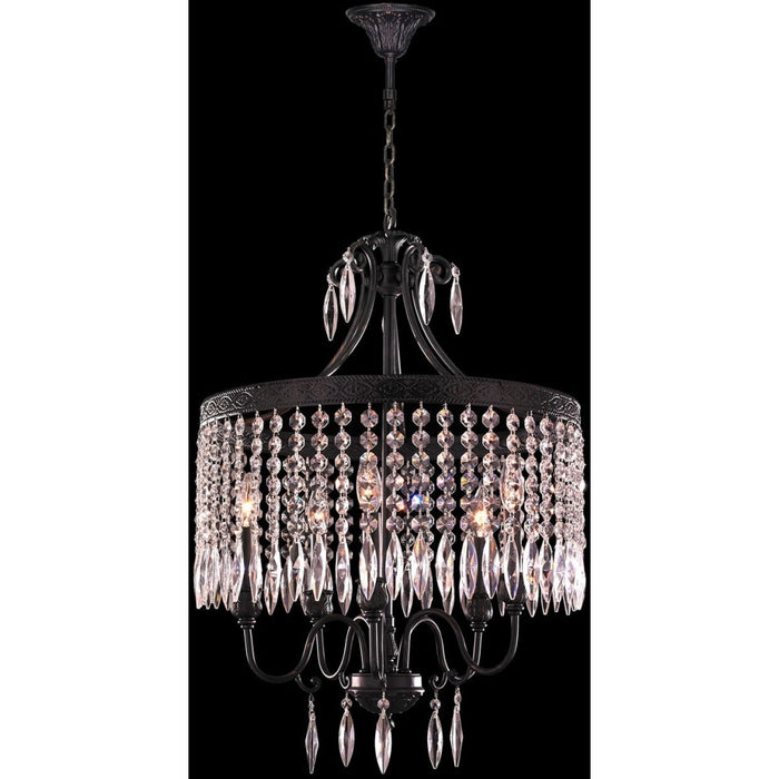 Enfield Dark Bronze Clear Crystal 5 Light Chandelier - Chandeliers