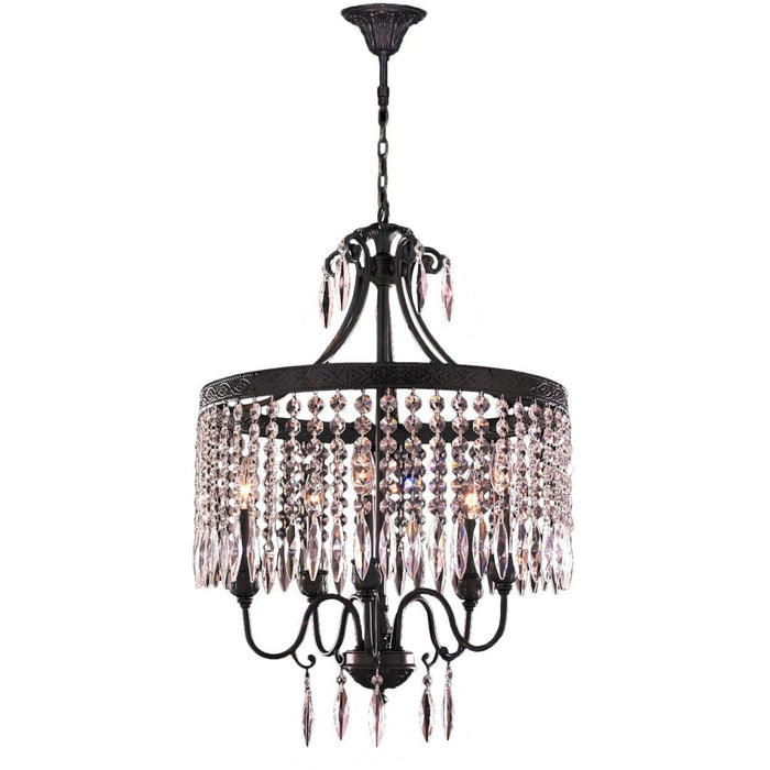 Enfield Dark Bronze Clear Crystal 5 Light Chandelier - Chandeliers