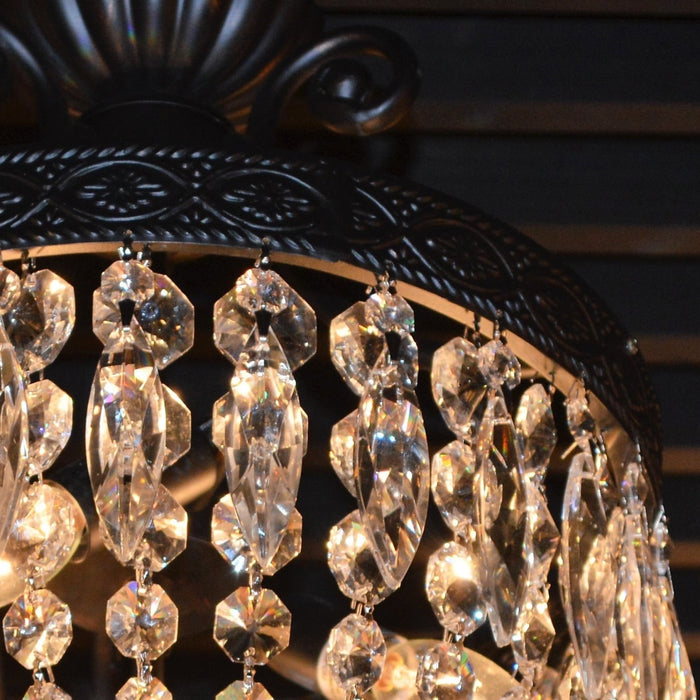 Enfield Dark Bronze Clear Crystal 6 Light Chandelier - Chandeliers