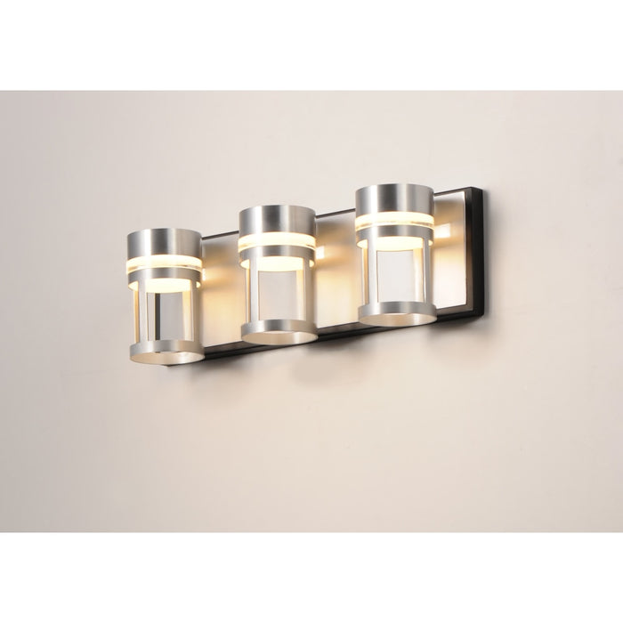 ET2 Accord Black Brushed Aluminum 3 Light LED Bath Vanity E20613-83BKAL - Vanity