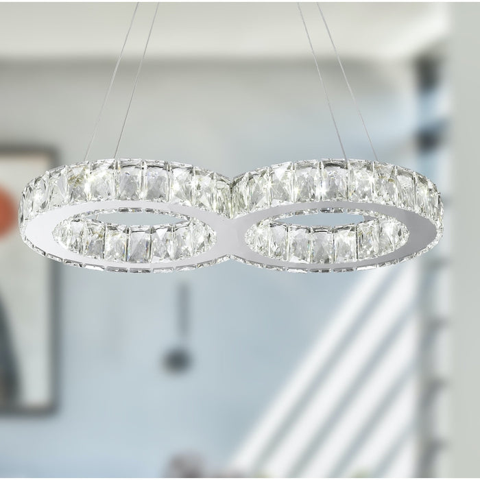 Galaxy Polished Chrome Clear Crystal 14 Light LED Chandelier - Chandeliers