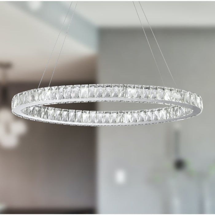 Galaxy Polished Chrome Clear Crystal 14 Light LED Chandelier - Chandeliers
