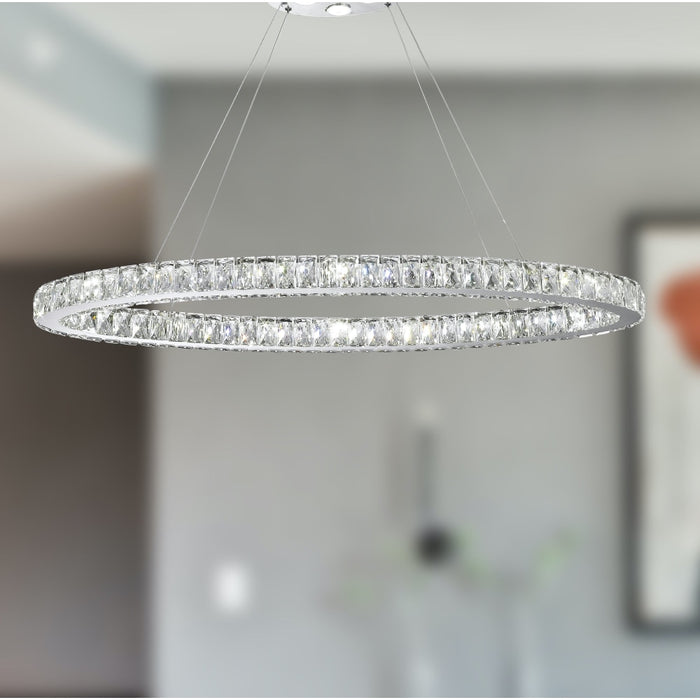 Galaxy Polished Chrome Clear Crystal 20 Light LED Chandelier - Chandeliers