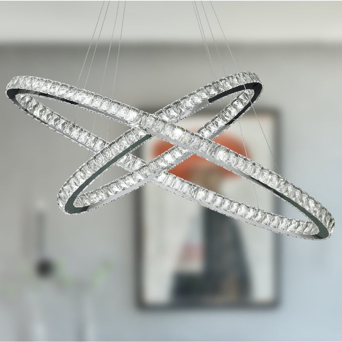 Galaxy Polished Chrome Clear Crystal 30 Light LED Chandelier - Chandeliers