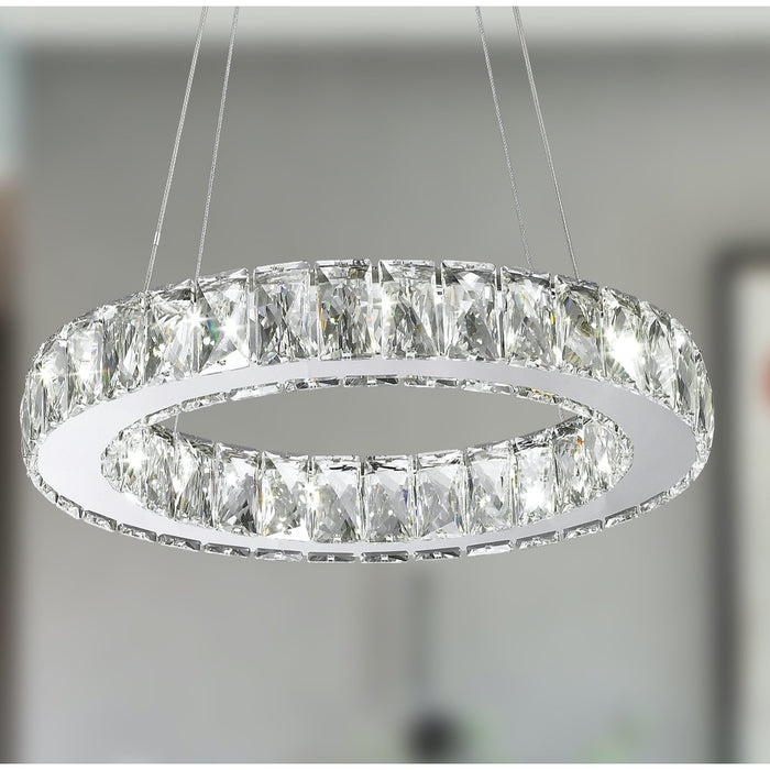 Galaxy Polished Chrome Clear Crystal 9 Light LED Chandelier - Chandeliers