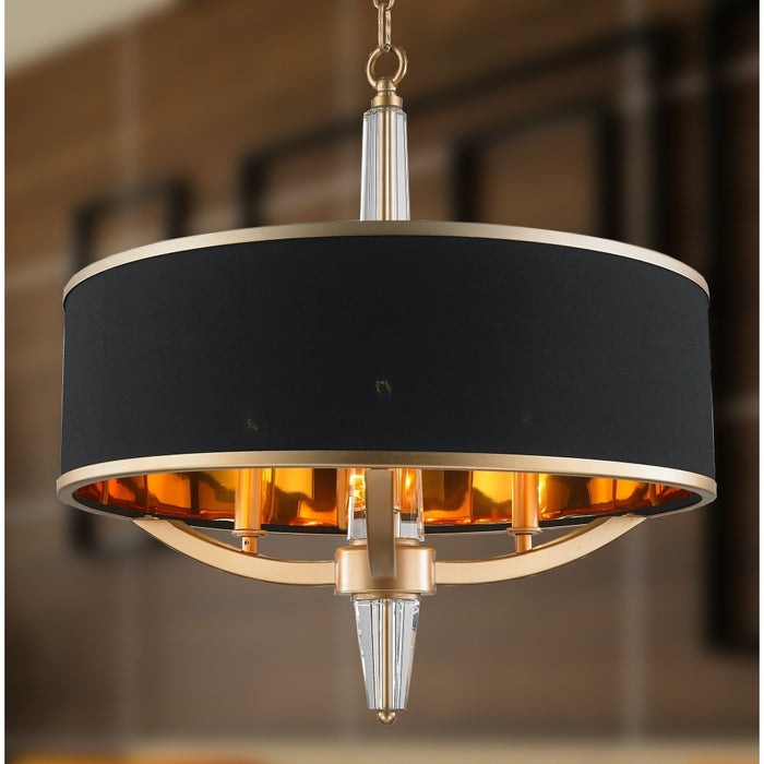 Gatsby Matte Gold Clear Crystal 3 Light Chandelier - Chandeliers