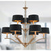 Gatsby Matte Gold Clear Crystal 9 Light Chandelier - Chandeliers