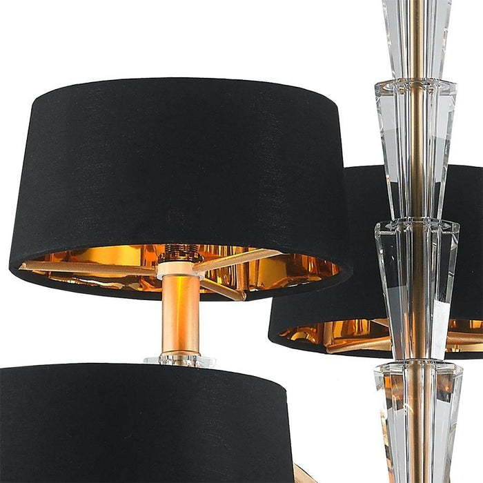 Gatsby Matte Gold Clear Crystal 9 Light Chandelier - Chandeliers