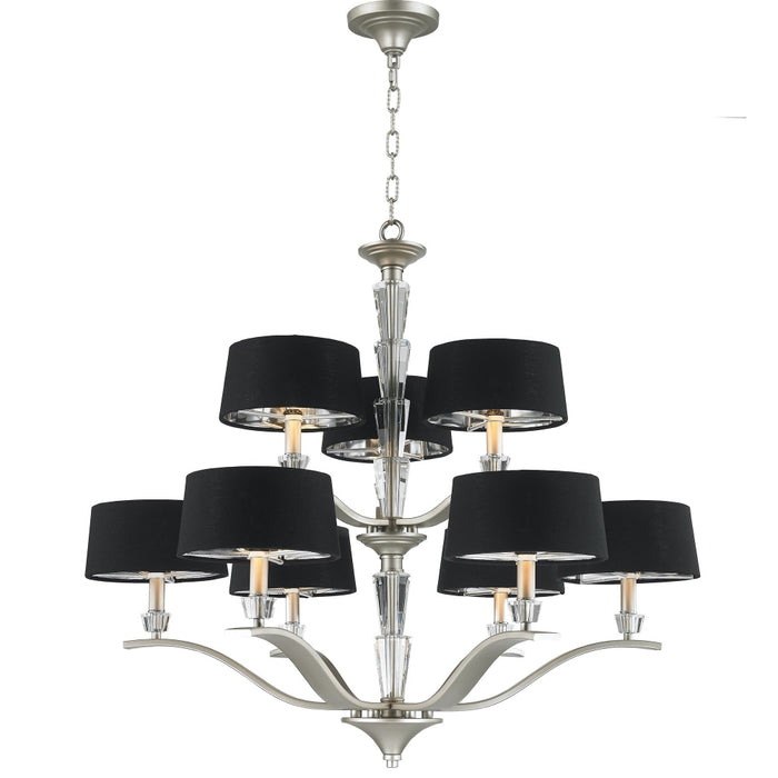 Gatsby Matte Nickel Clear Crystal 9 Light Chandelier - Chandeliers