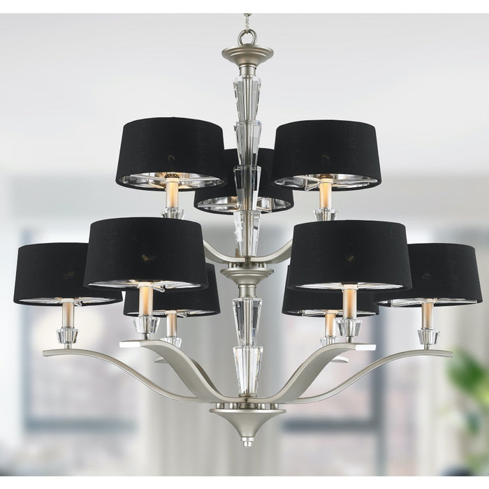 Gatsby Matte Nickel Clear Crystal 9 Light Chandelier - Chandeliers