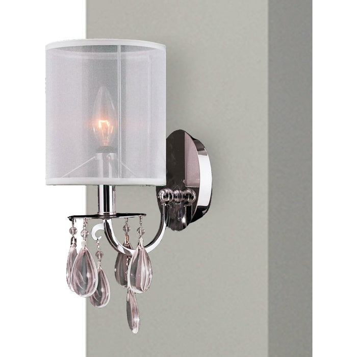 Gatsby Polished Chrome Clear Crystal 1 Light Wall Sconce - Wall Sconces