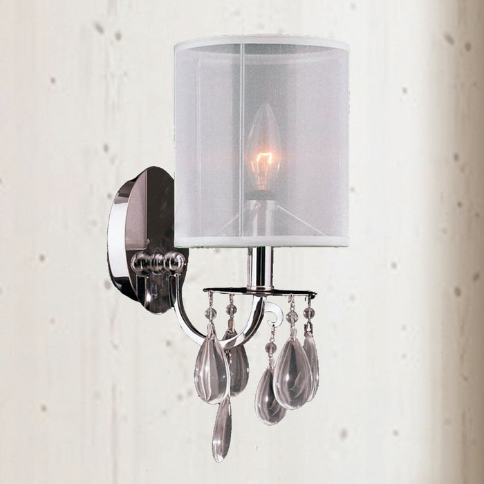 Gatsby Polished Chrome Clear Crystal 1 Light Wall Sconce - Wall Sconces