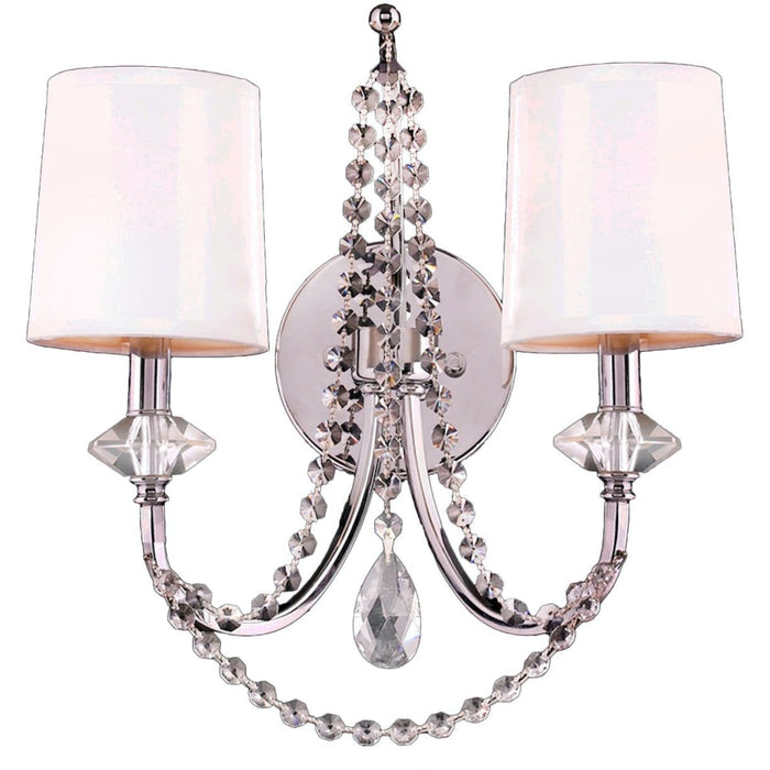 Gatsby Polished Chrome Clear Crystal 2 Light Wall Sconce - Wall Sconces