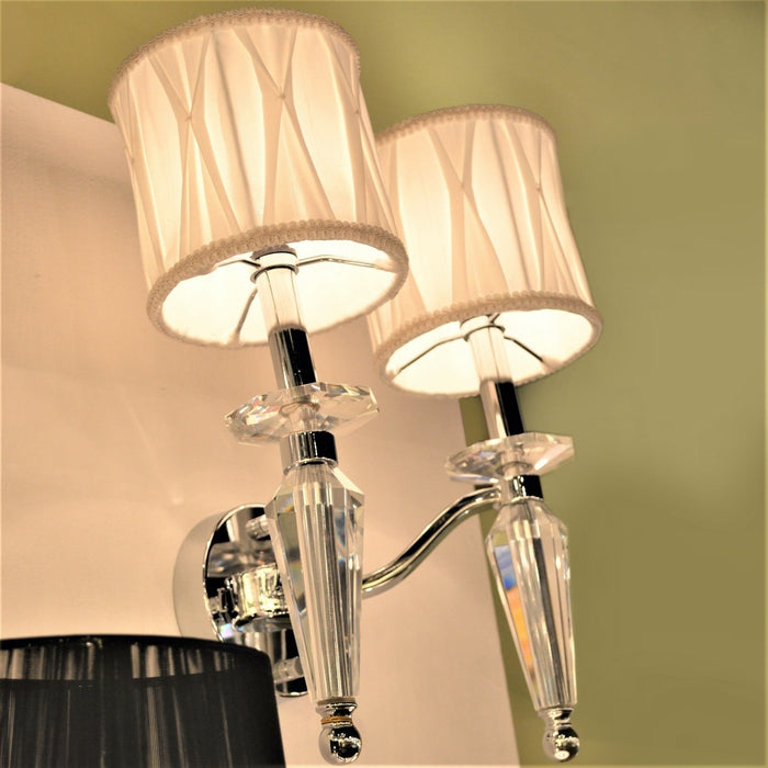 Gatsby Polished Chrome Clear Crystal 2 Light Wall Sconce - Wall Sconces