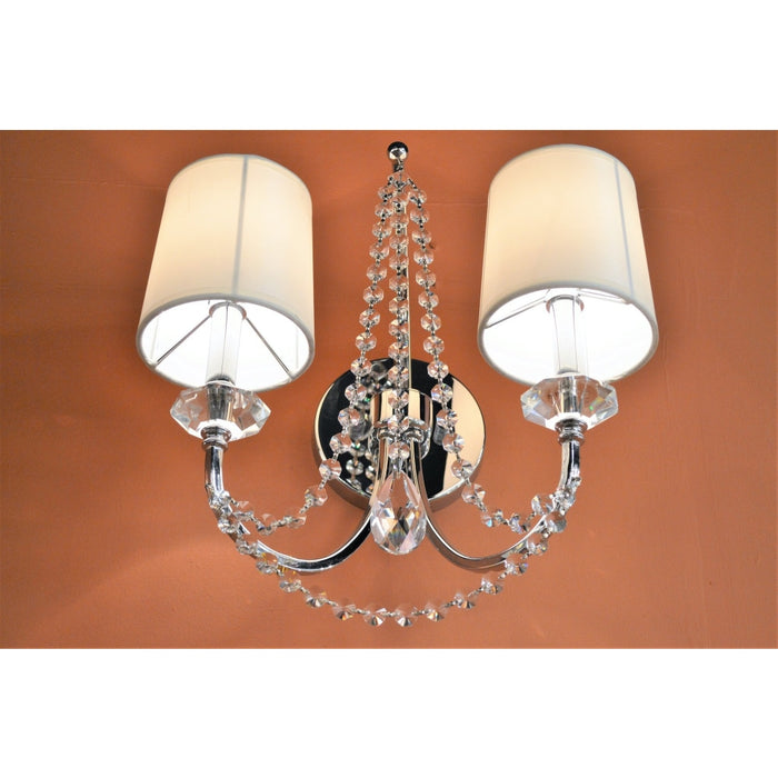 Gatsby Polished Chrome Clear Crystal 2 Light Wall Sconce - Wall Sconces