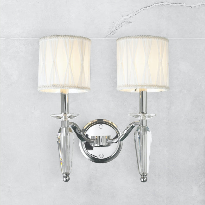Gatsby Polished Chrome Clear Crystal 2 Light Wall Sconce - Wall Sconces