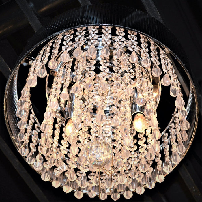 Gatsby Polished Chrome Clear Crystal 3 Light Flushmount - Flushmounts