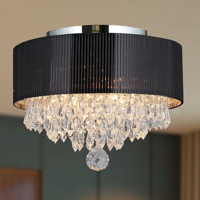 Gatsby Polished Chrome Clear Crystal 3 Light Flushmount - Flushmounts