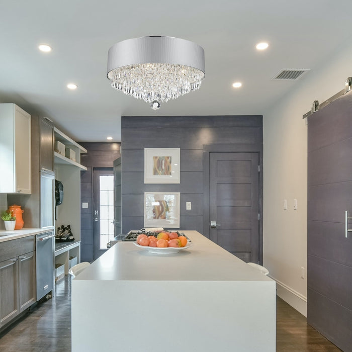 Gatsby Polished Chrome Clear Crystal 4 Light Flushmount - Flushmounts
