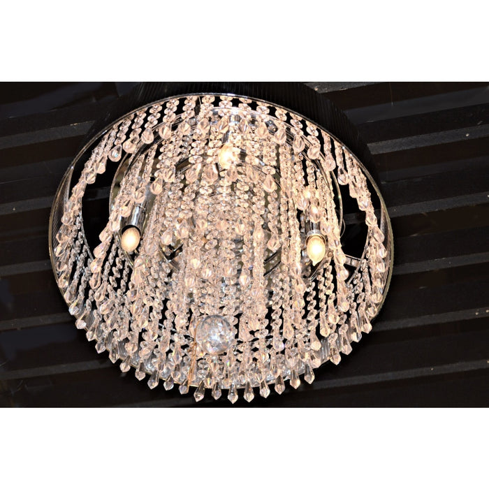 Gatsby Polished Chrome Clear Crystal 4 Light Flushmount - Flushmounts