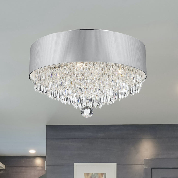 Gatsby Polished Chrome Clear Crystal 4 Light Flushmount - Flushmounts