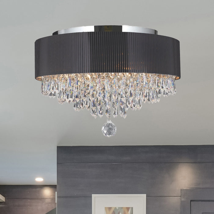 Gatsby Polished Chrome Clear Crystal 4 Light Flushmount - Flushmounts