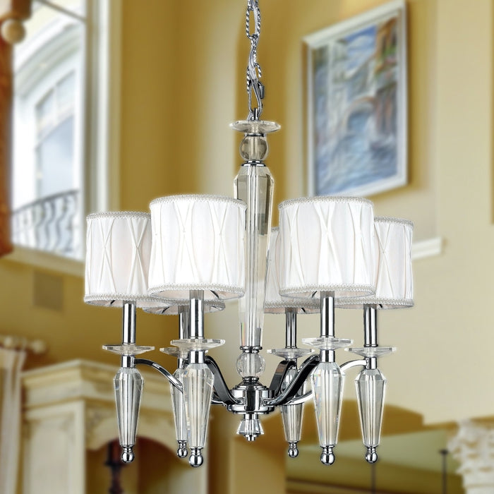 Gatsby Polished Chrome Clear Crystal 6 Light Chandelier - Chandeliers