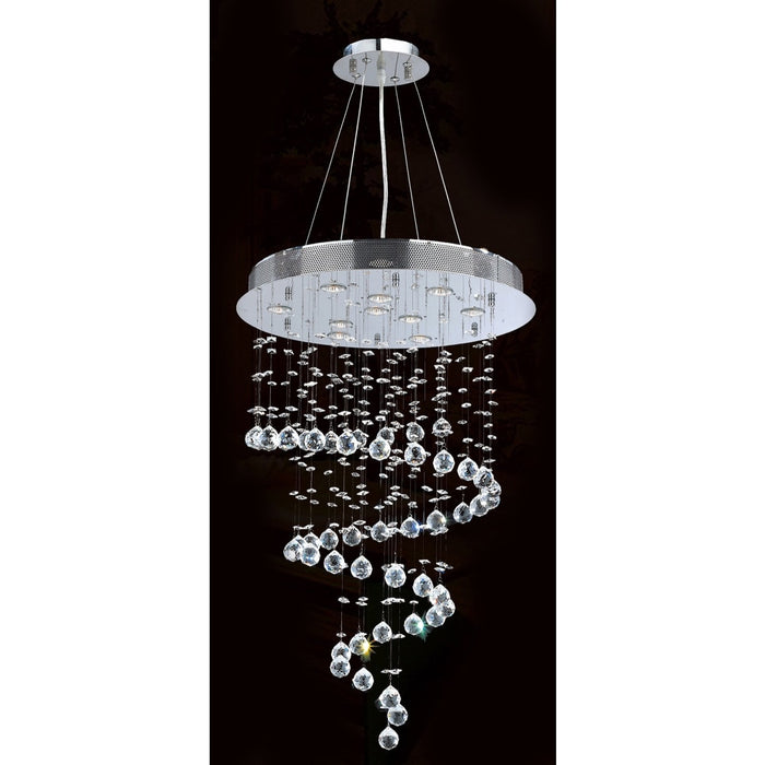 Helix Polished Chrome Clear Crystal 10 Light Halogen Chandelier - Chandeliers