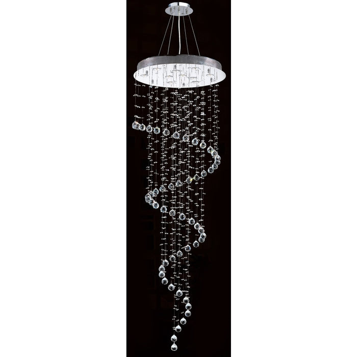 Helix Polished Chrome Clear Crystal 10 Light Halogen Chandelier - Chandeliers