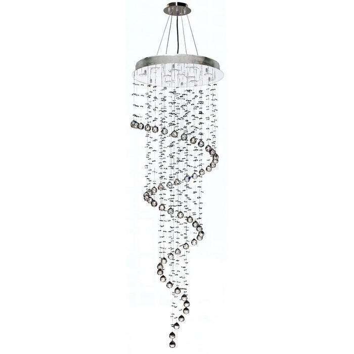 Helix Polished Chrome Clear Crystal 10 Light Halogen Chandelier - Chandeliers