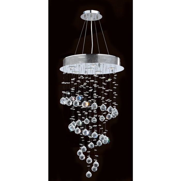 Helix Polished Chrome Clear Crystal 6 Light Halogen Chandelier - Chandeliers