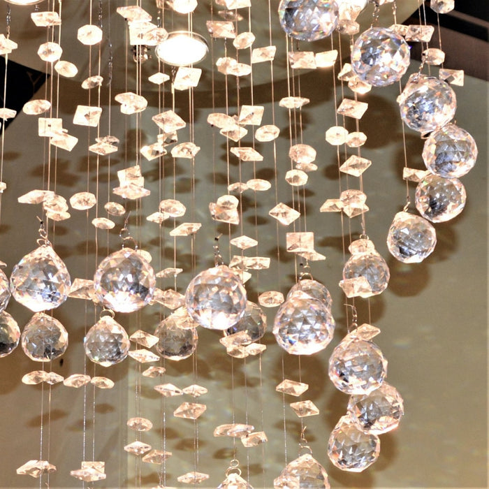 Helix Polished Chrome Clear Crystal 6 Light Halogen Chandelier - Chandeliers