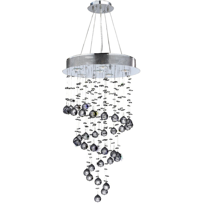 Helix Polished Chrome Clear Crystal 6 Light Halogen Chandelier - Chandeliers