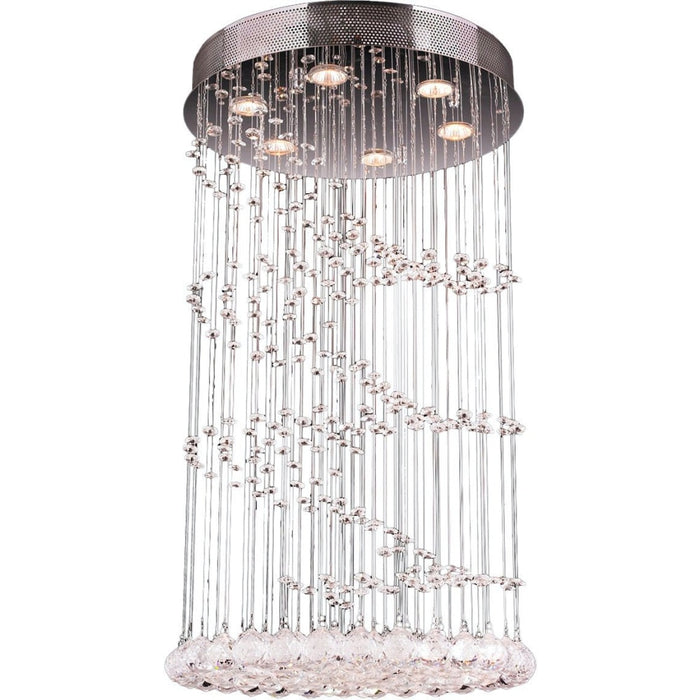 Helix Polished Chrome Clear Crystal 6 Light Halogen Flushmount - Flushmounts