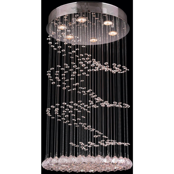 Helix Polished Chrome Clear Crystal 6 Light Halogen Flushmount - Flushmounts