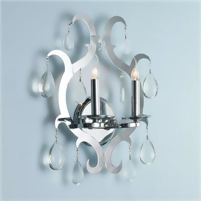Henna Polished Chrome Clear Crystal 2 Light Wall Sconce - Wall Sconces