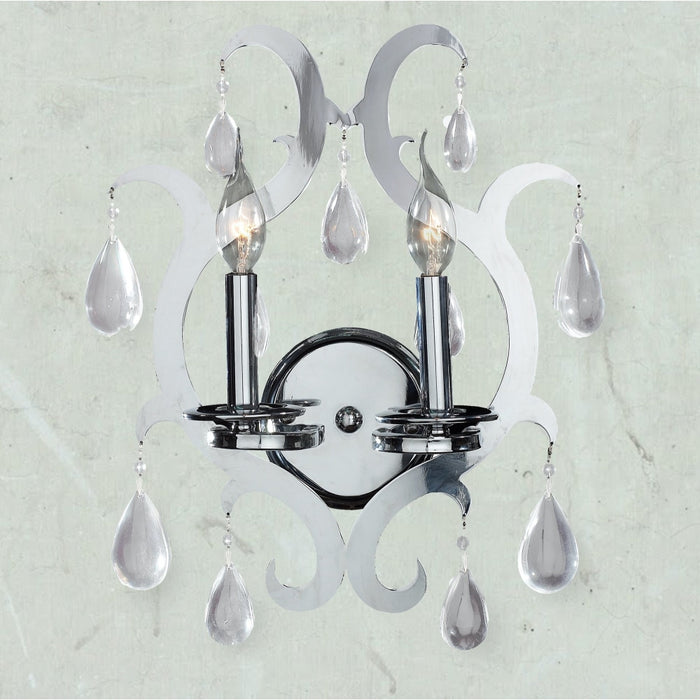 Henna Polished Chrome Clear Crystal 2 Light Wall Sconce - Wall Sconces