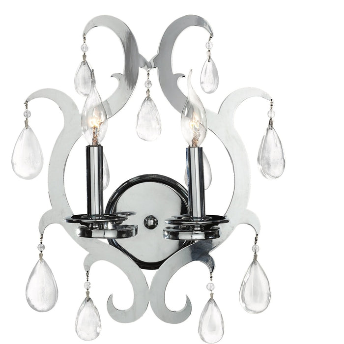 Henna Polished Chrome Clear Crystal 2 Light Wall Sconce - Wall Sconces