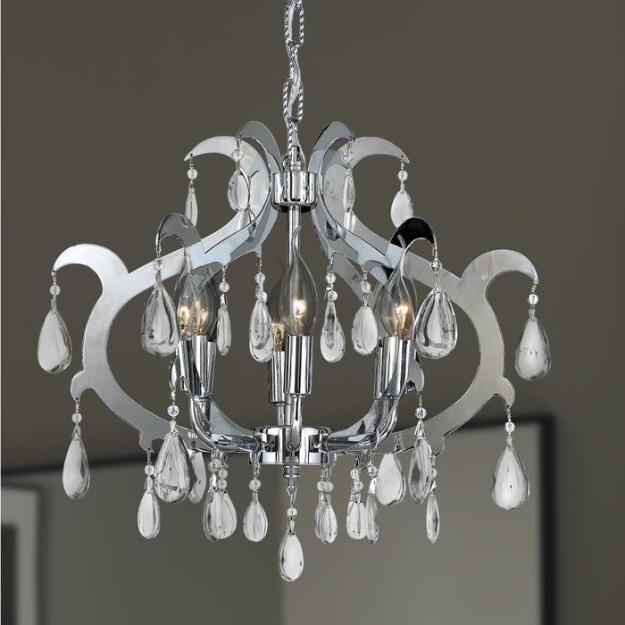 Henna Polished Chrome Clear Crystal 6 Light Chandelier - Chandeliers