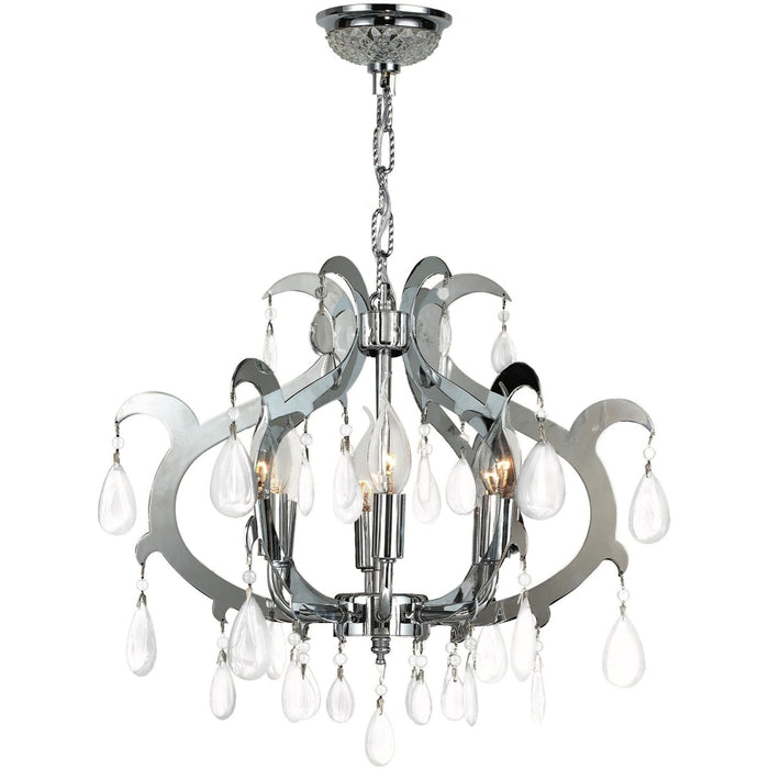 Henna Polished Chrome Clear Crystal 6 Light Chandelier - Chandeliers