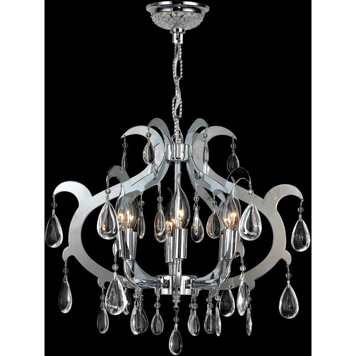 Henna Polished Chrome Clear Crystal 6 Light Chandelier - Chandeliers