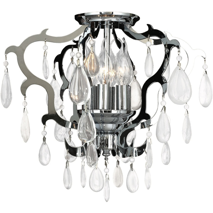 Henna Polished Chrome Clear Crystal 6 Light Flushmount - Flushmounts
