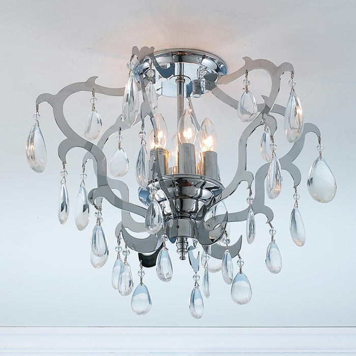 Henna Polished Chrome Clear Crystal 6 Light Flushmount - Flushmounts