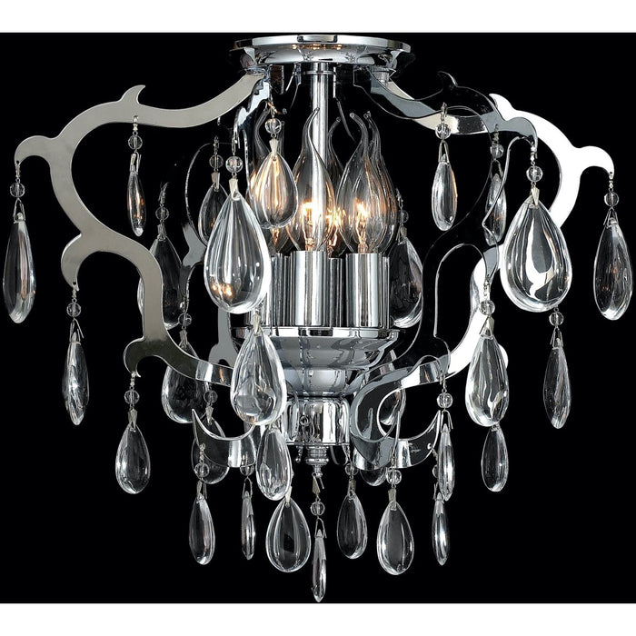 Henna Polished Chrome Clear Crystal 6 Light Flushmount - Flushmounts