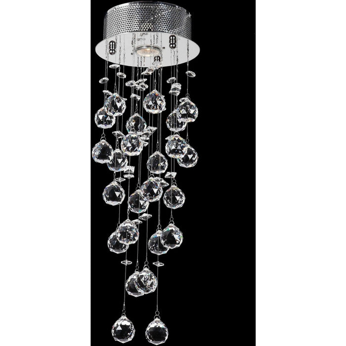 Icicle Polished Chrome Clear Crystal 1 Light Halogen Flushmount - Flushmounts